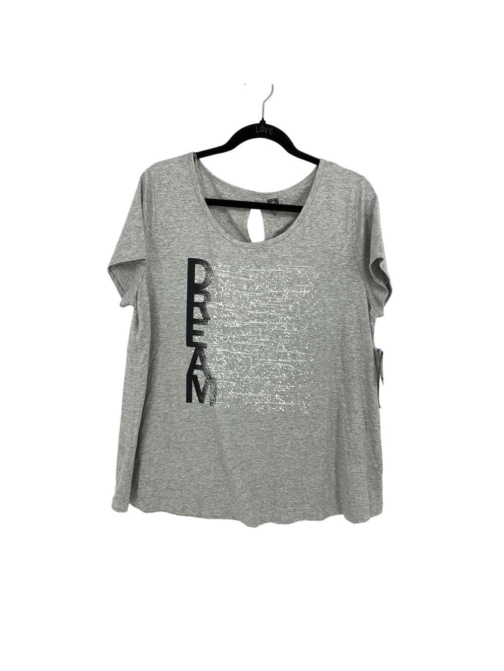 Anne Klein Sport Dream T-Shirt Womens Sz XL Gray Short Sleeve Scoop Neck NEW